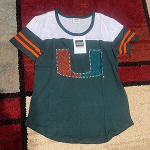 Bundle 2 University of Miami 
Green and White women’s shirts